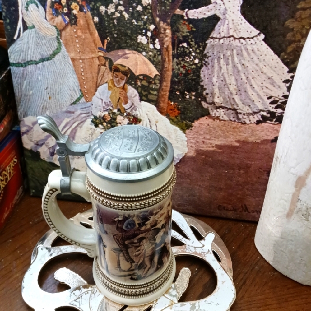 Paul Sebastian Fragrance Co German Beer Stein,Ceramic & Pewter 1999.🍺8"×4"🎁